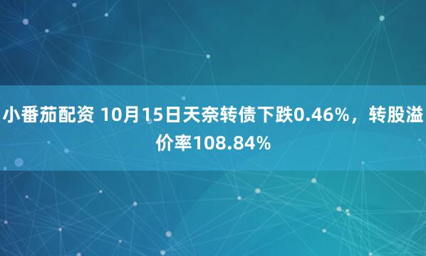 小番茄配资 10月15日天奈转债下跌0.46%，转股溢价率108.84%
